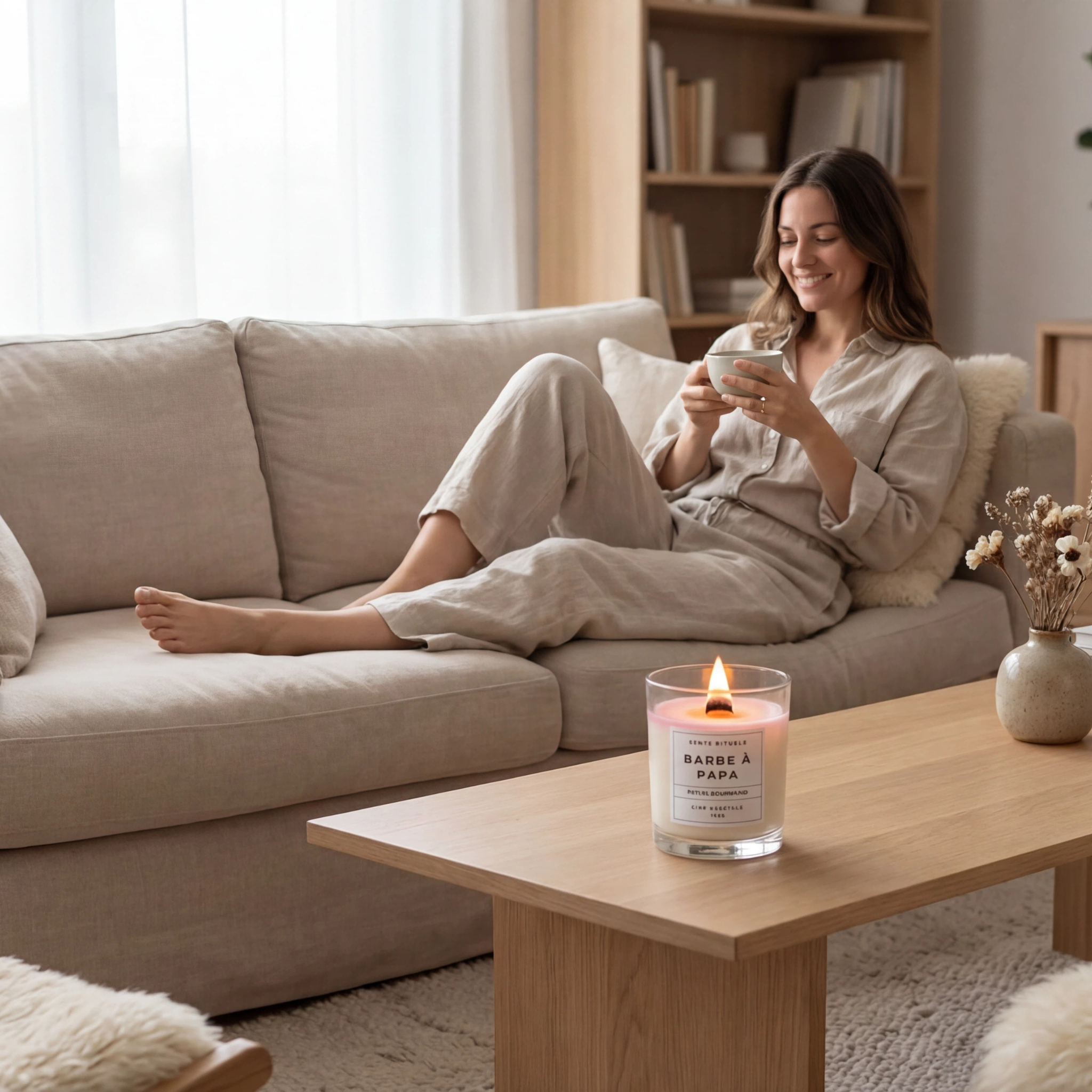bougie naturelle cire de soja sans CMR barbe à papa